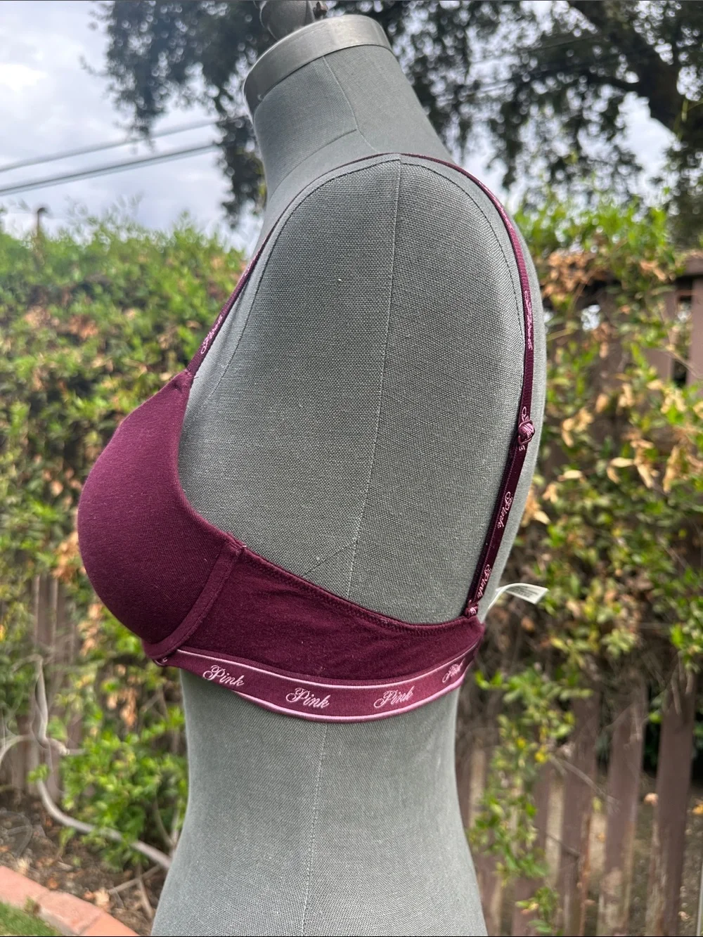 PINK Victoria's Secret Plum/Magenta T-Shirt Bra with Branded Straps